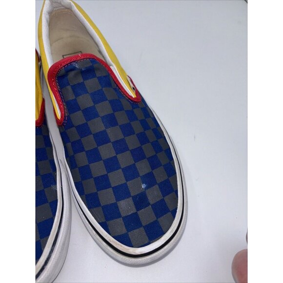 VANS OFF THE WALL CLASSIC SLIP ON BLUE GREY CHECK YELLOW SHOES M 10 - Picture 8 of 10
